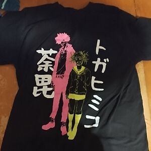 Anime Graphic Tee - Black with Pink and White